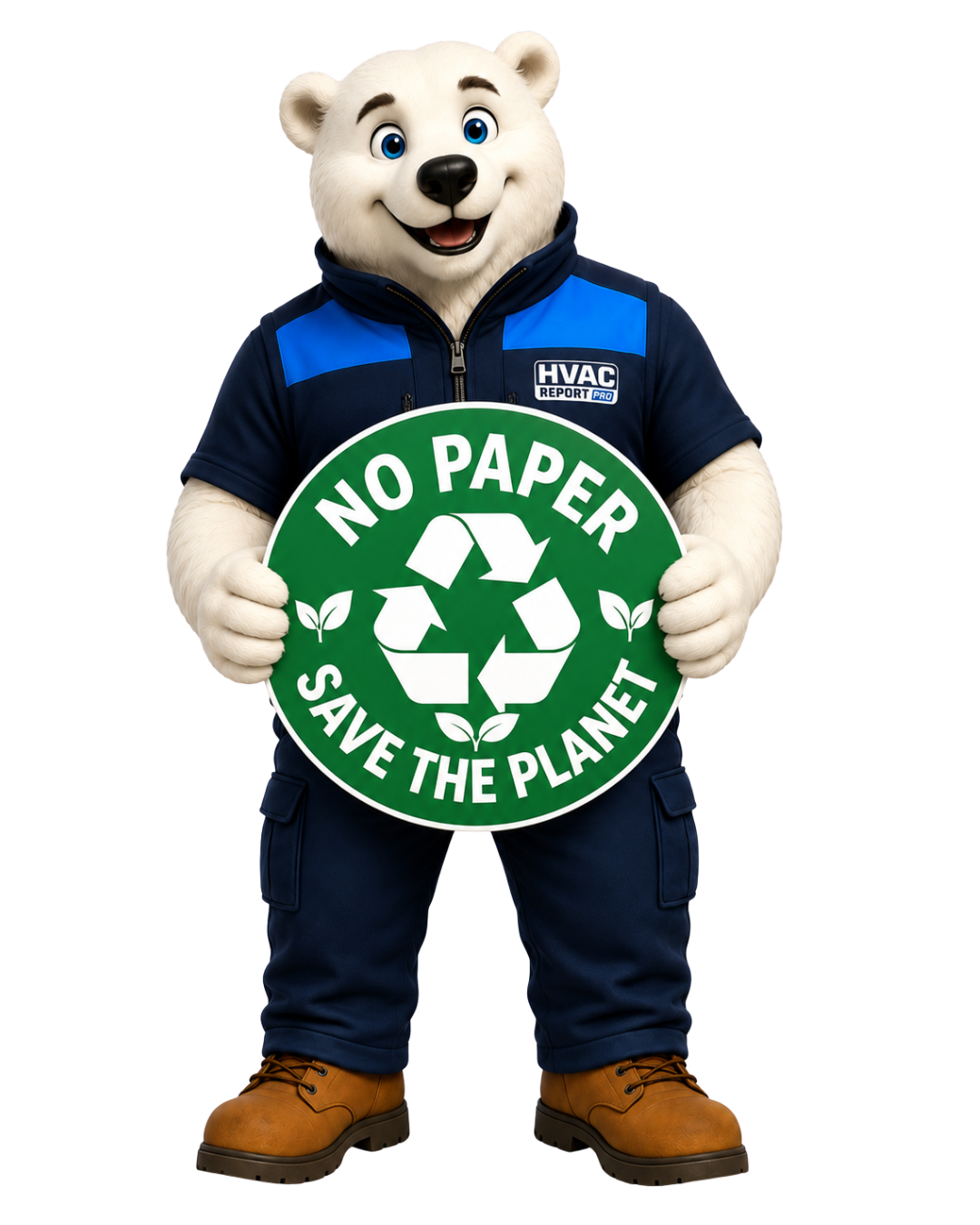 HVAC Report Pro mascot - no paper, save the planet